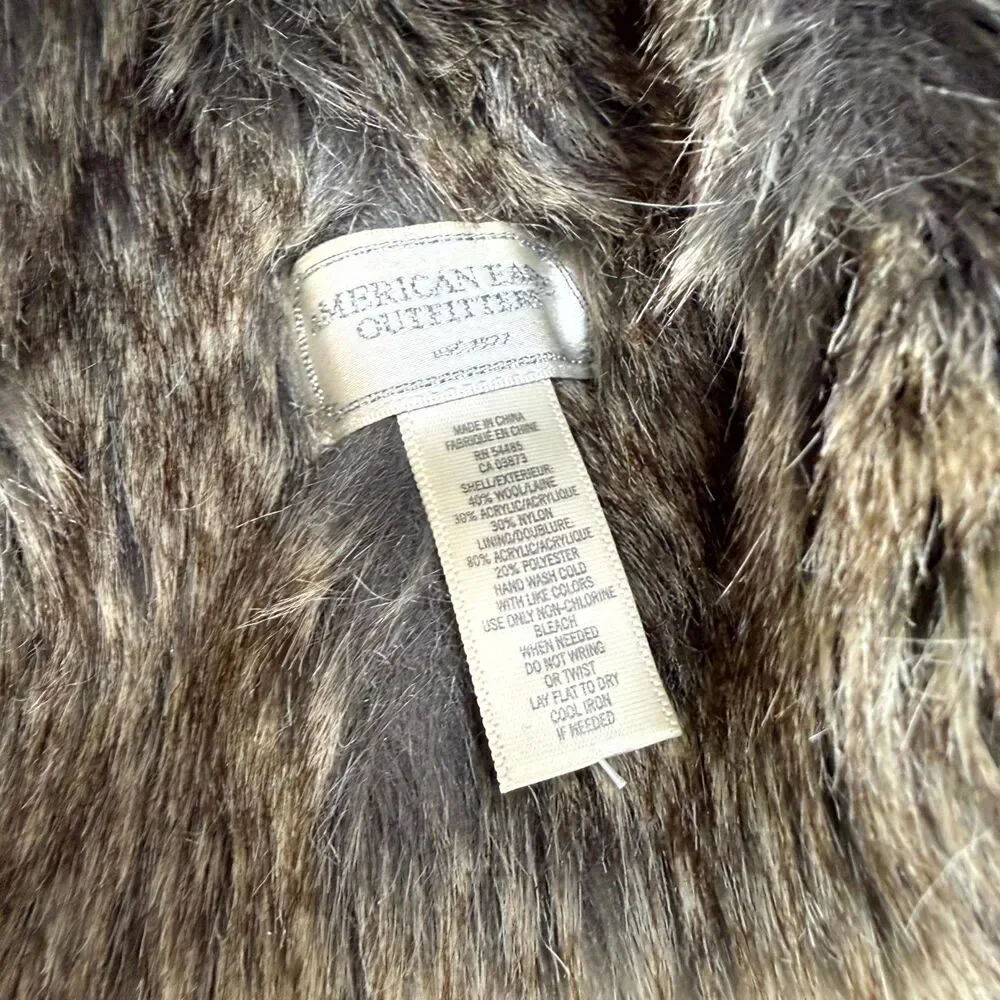 American Eagle Outfitters Trapper Hat Wool Blend Knit Faux Fur Ear Flap Y2K Vtg